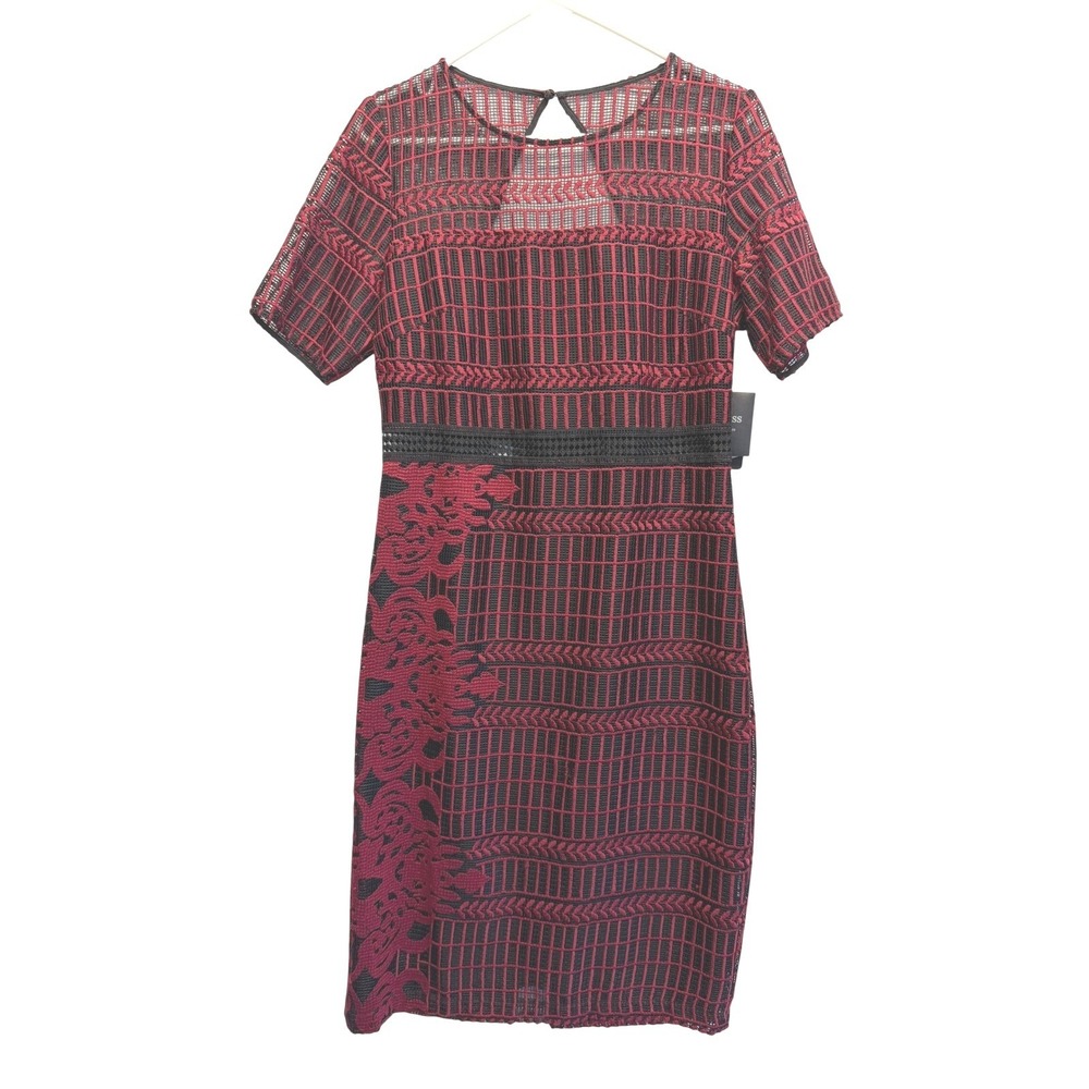 Guess Sheath Dress Geometric Lace Red Black Women S